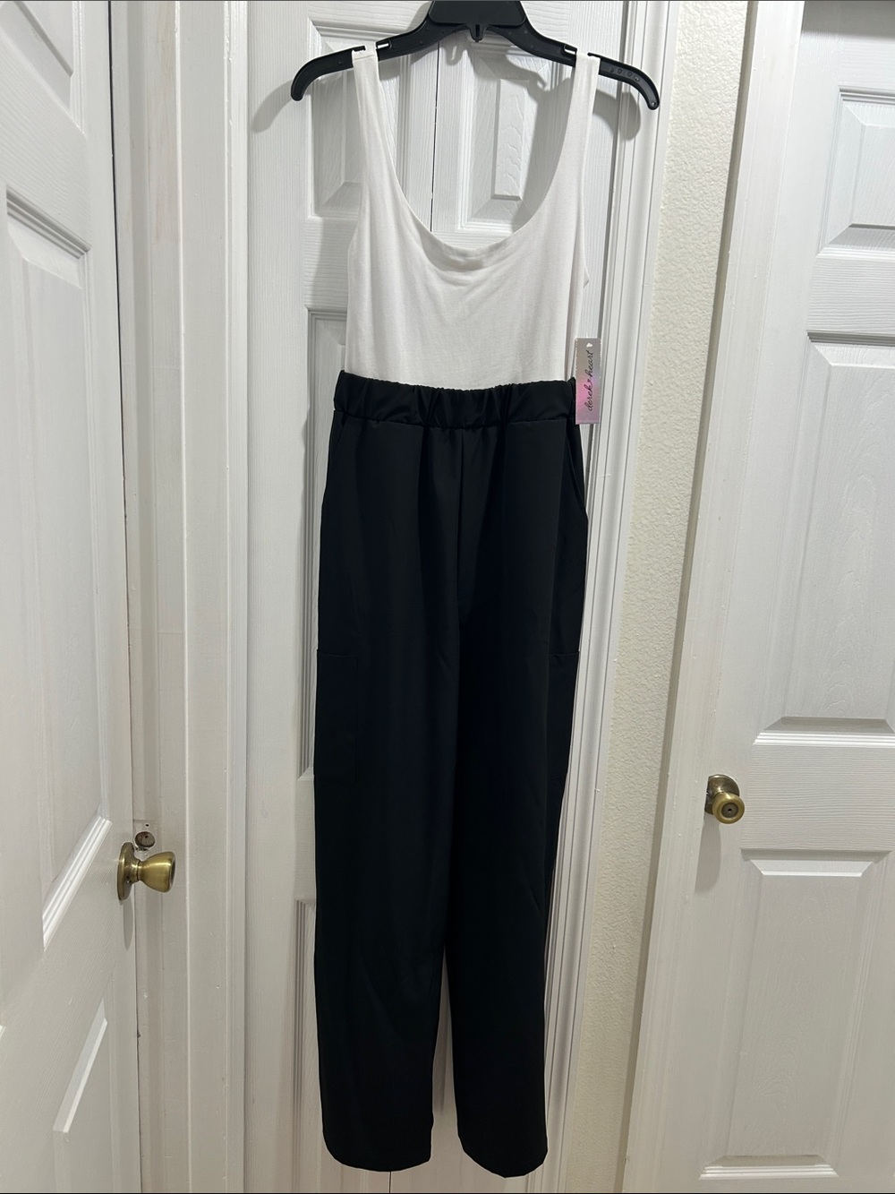 Derek Heart Black and White Wide-Leg Jumpsuit